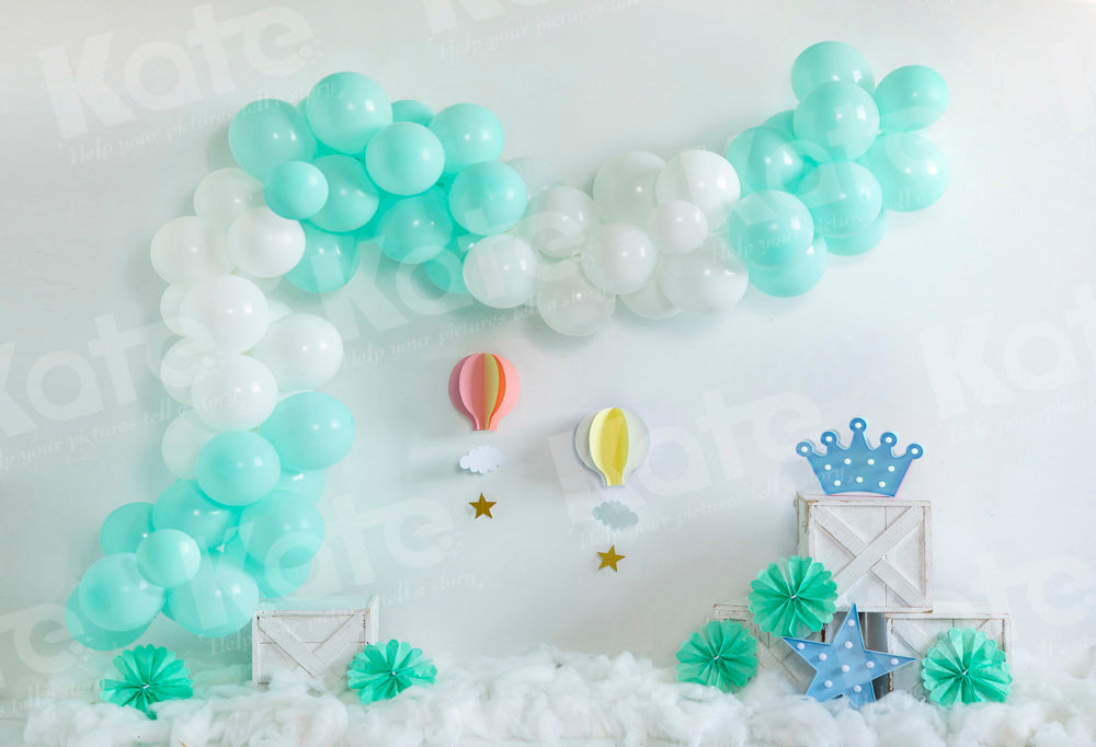 Kate Green Balloons Cake Smash Backdrop Hot Air Designed by Emetselch
