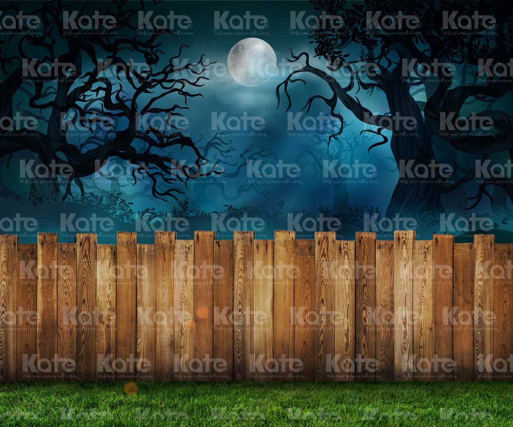 Halloween Night Fence Grass Backdrop Ontworpen door Chain Photography