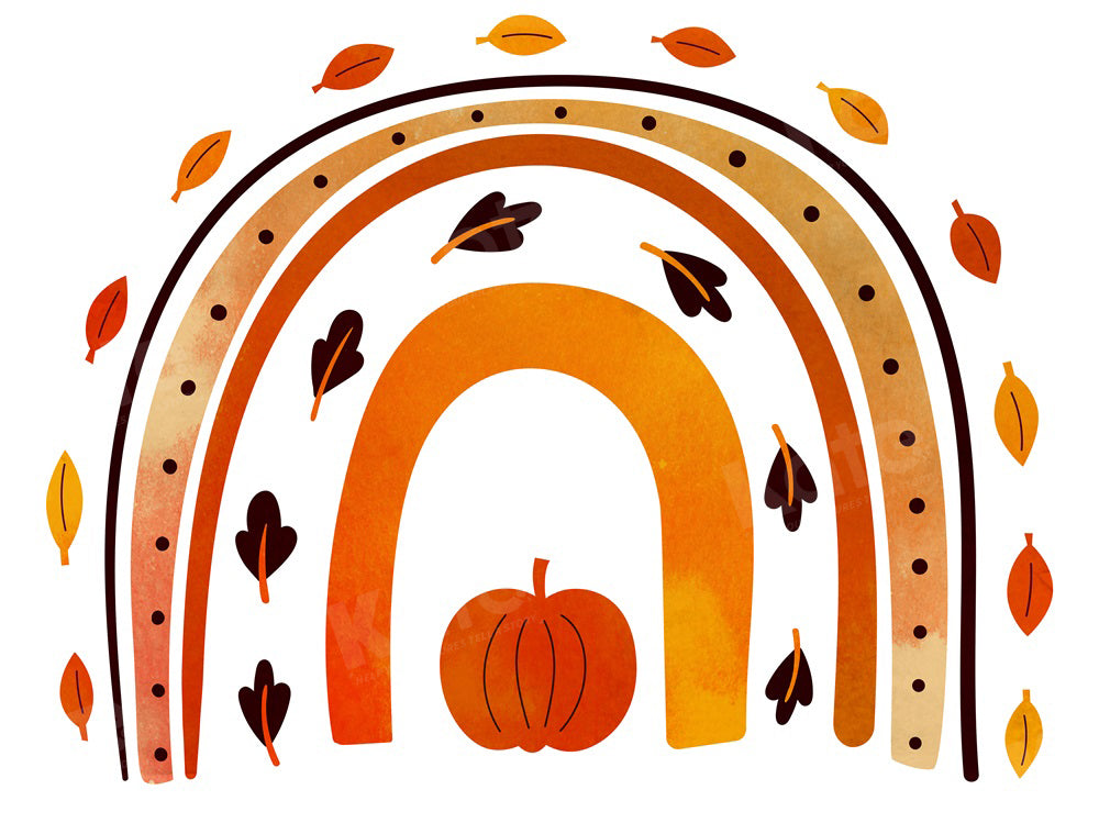 Herfst Pompoen Regenboog Achtergrond Bladeren voor Fotografie