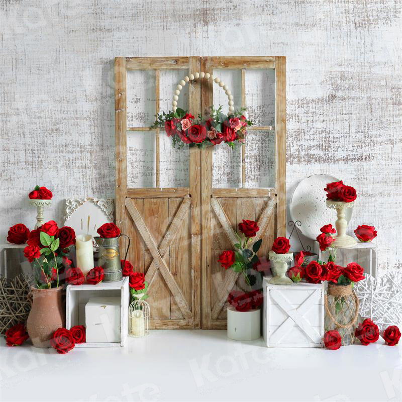 Kate Valentine's Day Rose White Wall Backdrop for Photography