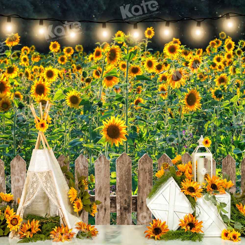 Kate Boho Autumn Sunflower Backdrop Designed by Emetselch
