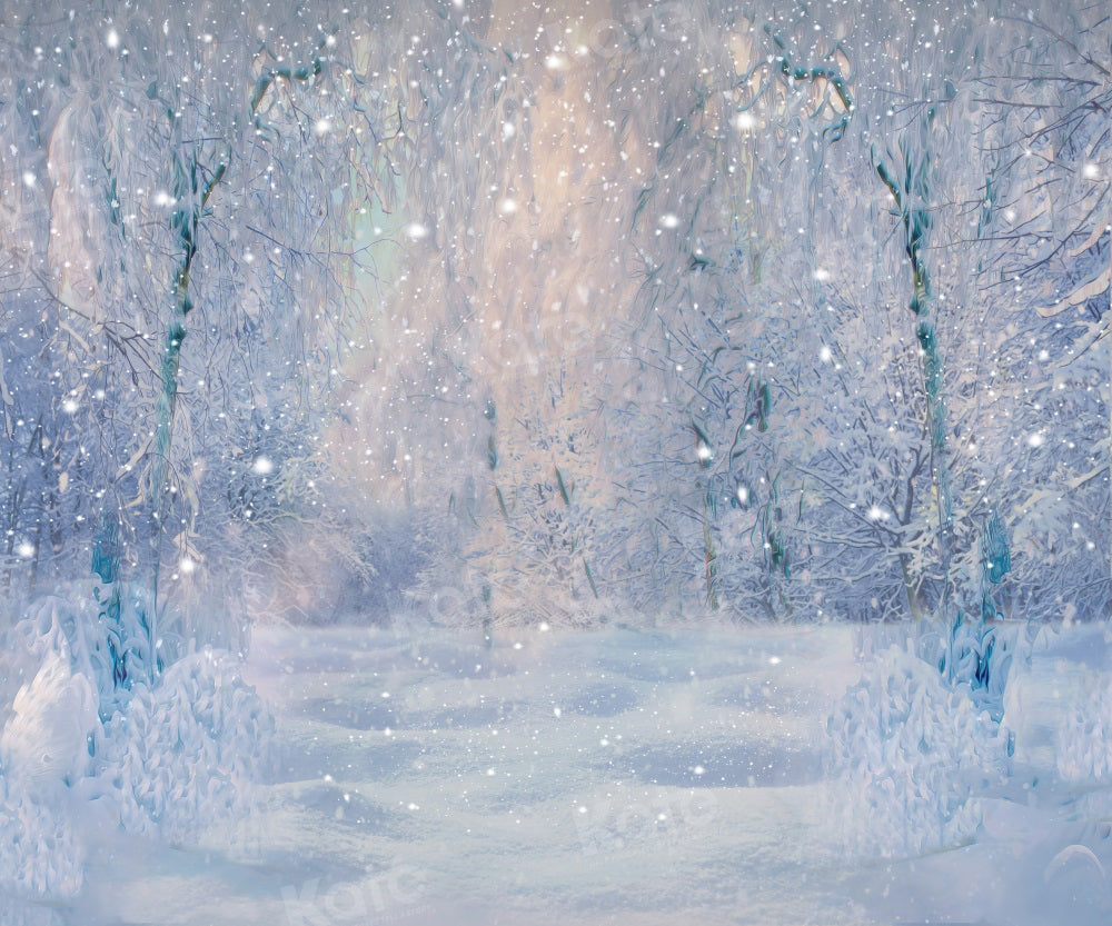 Kate Winter Snow Forest Dusk Backdrop for Photography