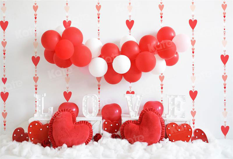 Kate Valentine's Day Backdrop Balloons Love Heart Designed by Uta Mueller Photography