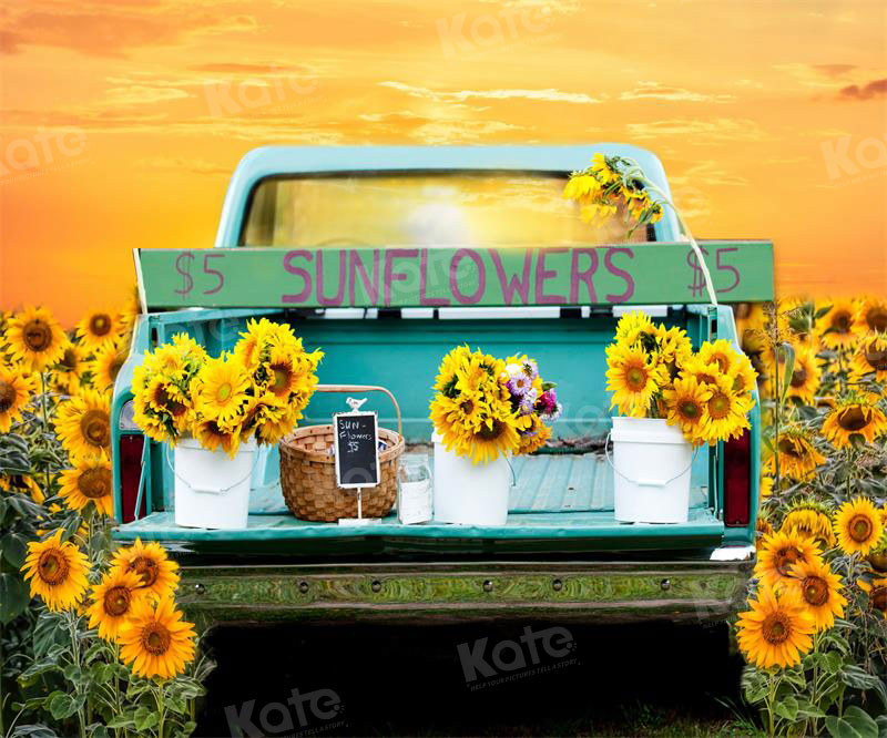 Kate Autumn Backdrop Selling Sunflower Truck Designed by Uta Mueller Photography