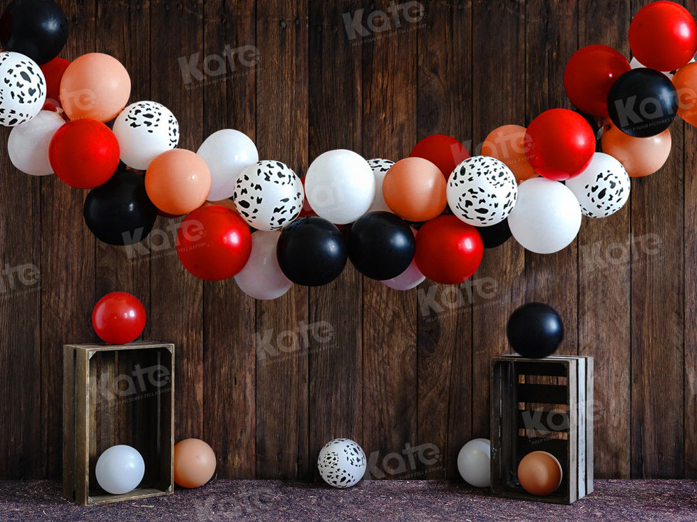 Kate Retro Wood Cowboy Balloons Rodeo Backdrop for Photography