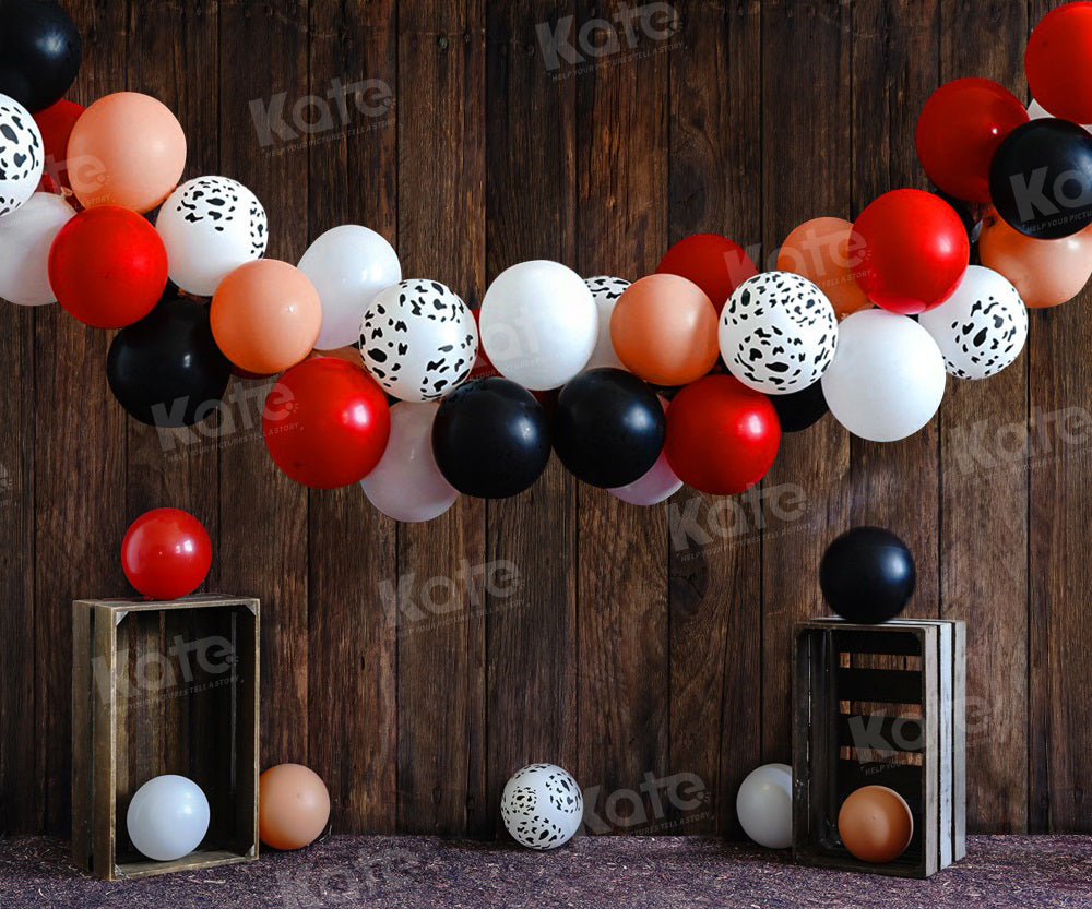 Kate Retro Wood Cowboy Balloons Rodeo Backdrop for Photography