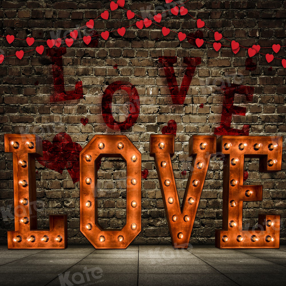 Kate Valentine's Day Light Love Wall Backdrop for Photography