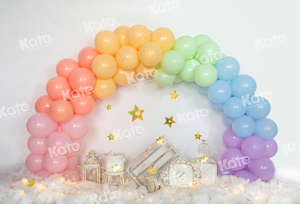 Fondo de fantasía para el pastel de aplastamiento con globos coloridos diseñado por Emetselch