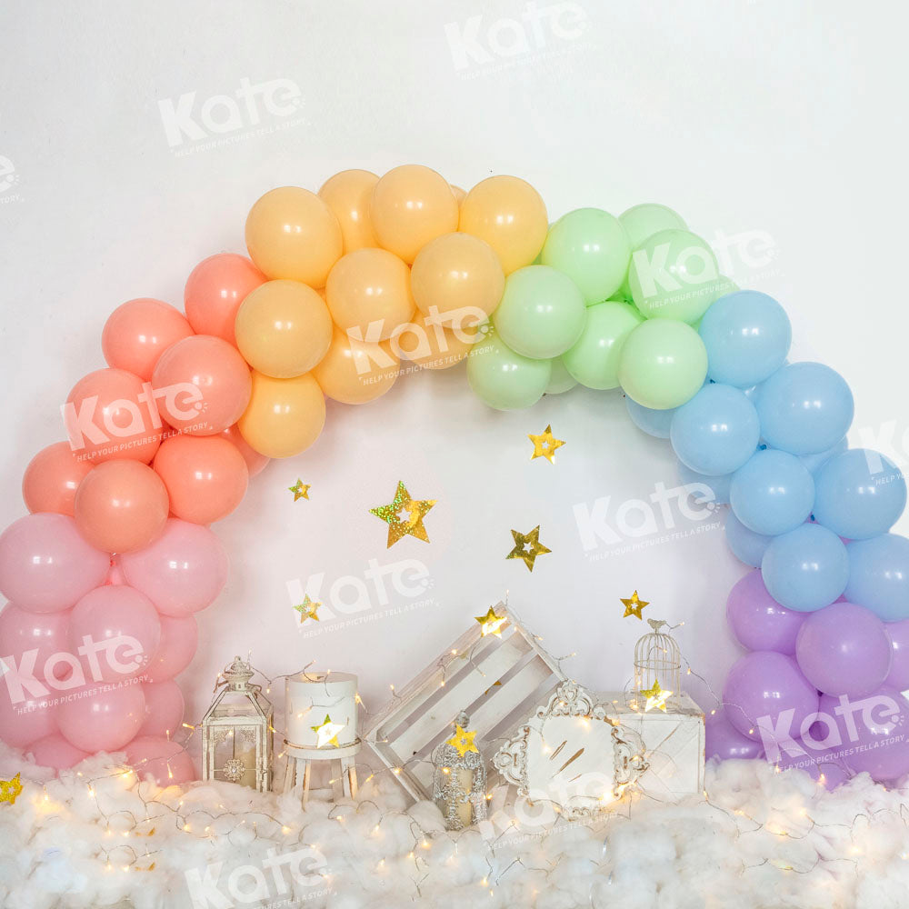 Fondo de fantasía para el pastel de aplastamiento con globos coloridos diseñado por Emetselch