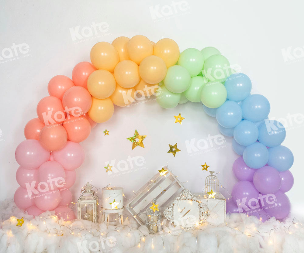 Fondo de fantasía para el pastel de aplastamiento con globos coloridos diseñado por Emetselch