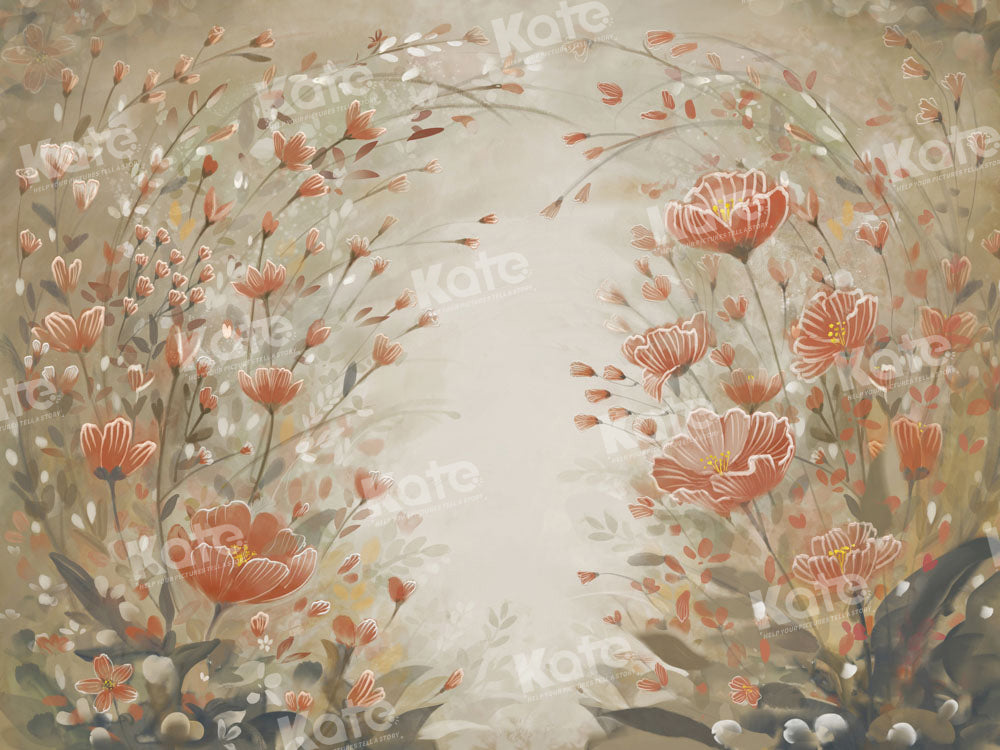 Sfondo flora rosso marrone kaki progettato da GQ