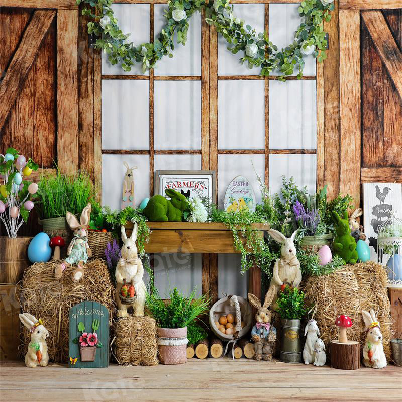 Fondo de conejito de madera de Pascua para fotografía