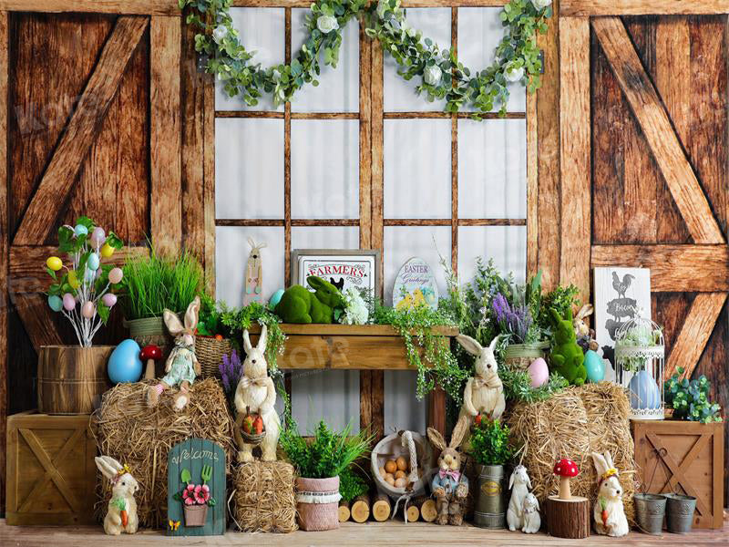 Fondo de conejito de madera de Pascua para fotografía