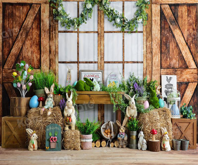 Fondo de conejito de madera de Pascua para fotografía
