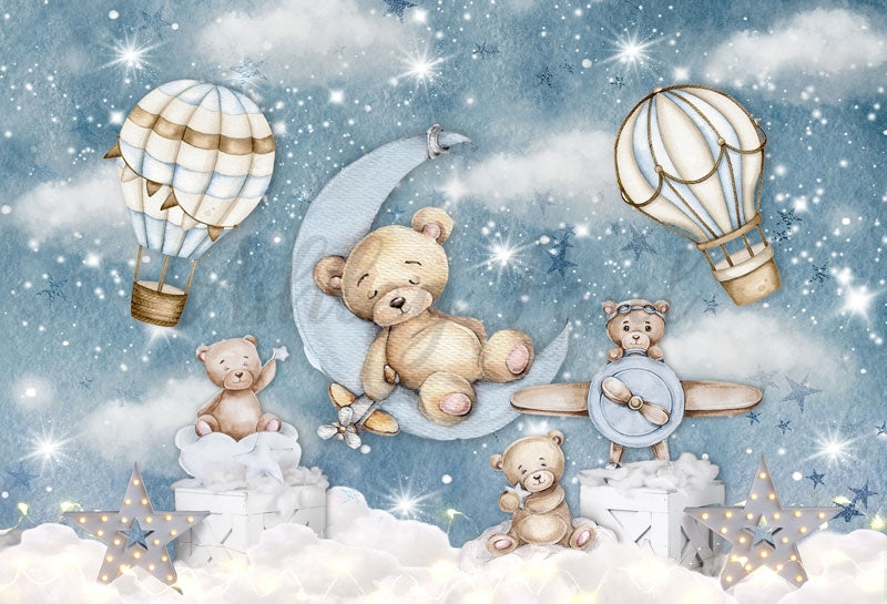 Kate Hot Air Balloon Night Bear Backdrop Designed by Ashley Paul