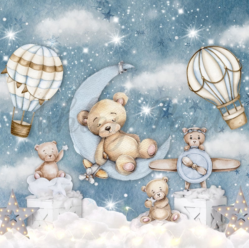 RTS Kate Hot Air Balloon Night Bear Backdrop Designed by Ashley Paul (US ONLY)