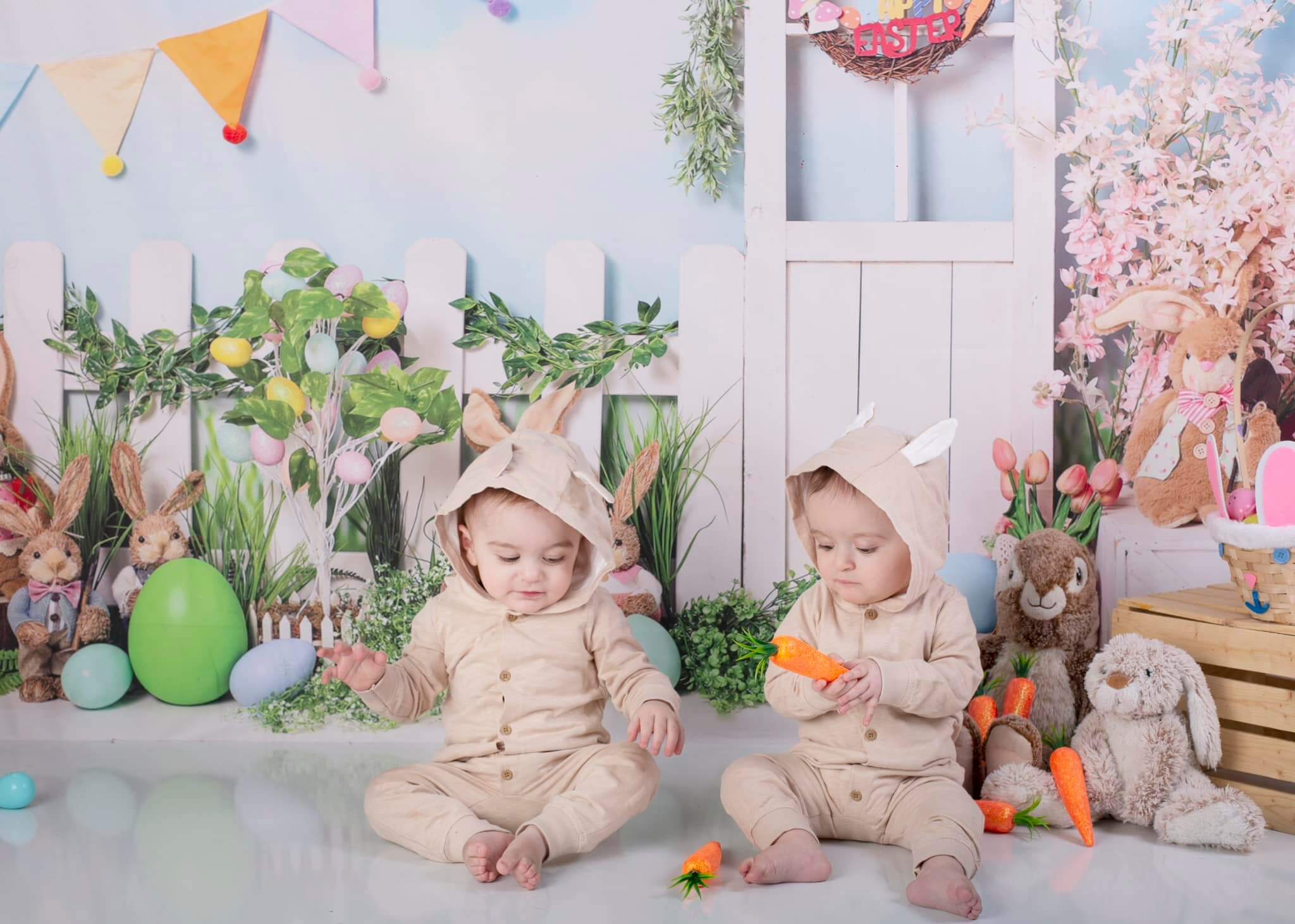 Kate Easter Bunny Garden Backdrop for Photography