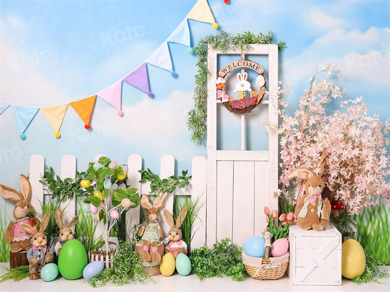 Kate Easter Bunny Garden Backdrop for Photography