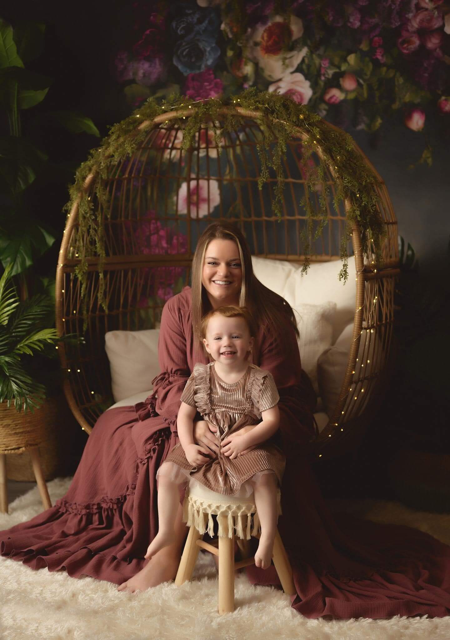 Kate Spring Fine Art Oil Painterly Floral Dark Teal Backdrop Designed by Mini MakeBelieve