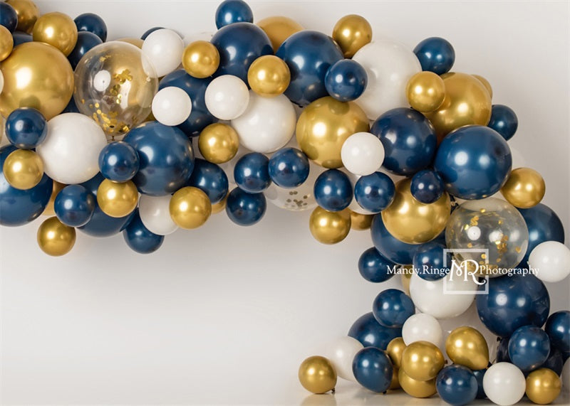 RTS Kate Navy and Gold Balloon Garland Backdrop Designed by Mandy Ringe Photography (US ONLY)
