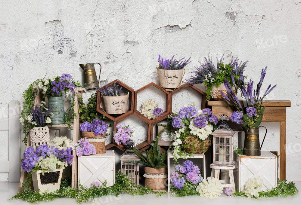 Kate Spring Lavender Old Wall Backdrop Designed by Emetselch