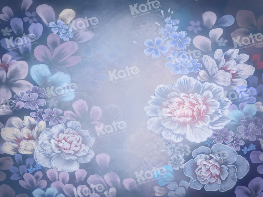 Kate Fine Art Floral Blue Backdrop Designed by GQ