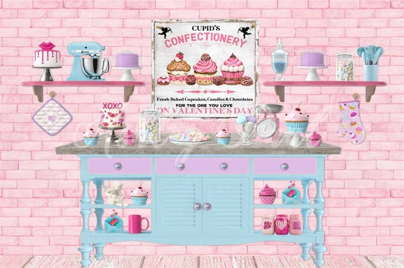 Ashley Paul ontwerpt Valentijns Bakkerijachtergrond voor Cupido's Bakery