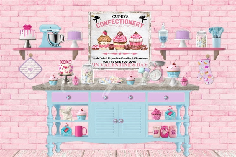Ashley Paul ontwerpt Valentijns Bakkerijachtergrond voor Cupido's Bakery