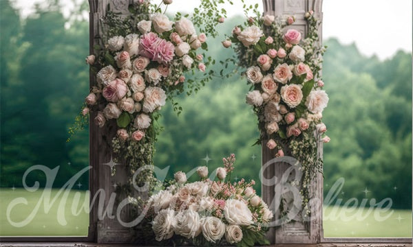 Kate Painted Outdoor Wedding Mothers Day Panels with Roses Backdrop Designed by Mini MakeBelieve