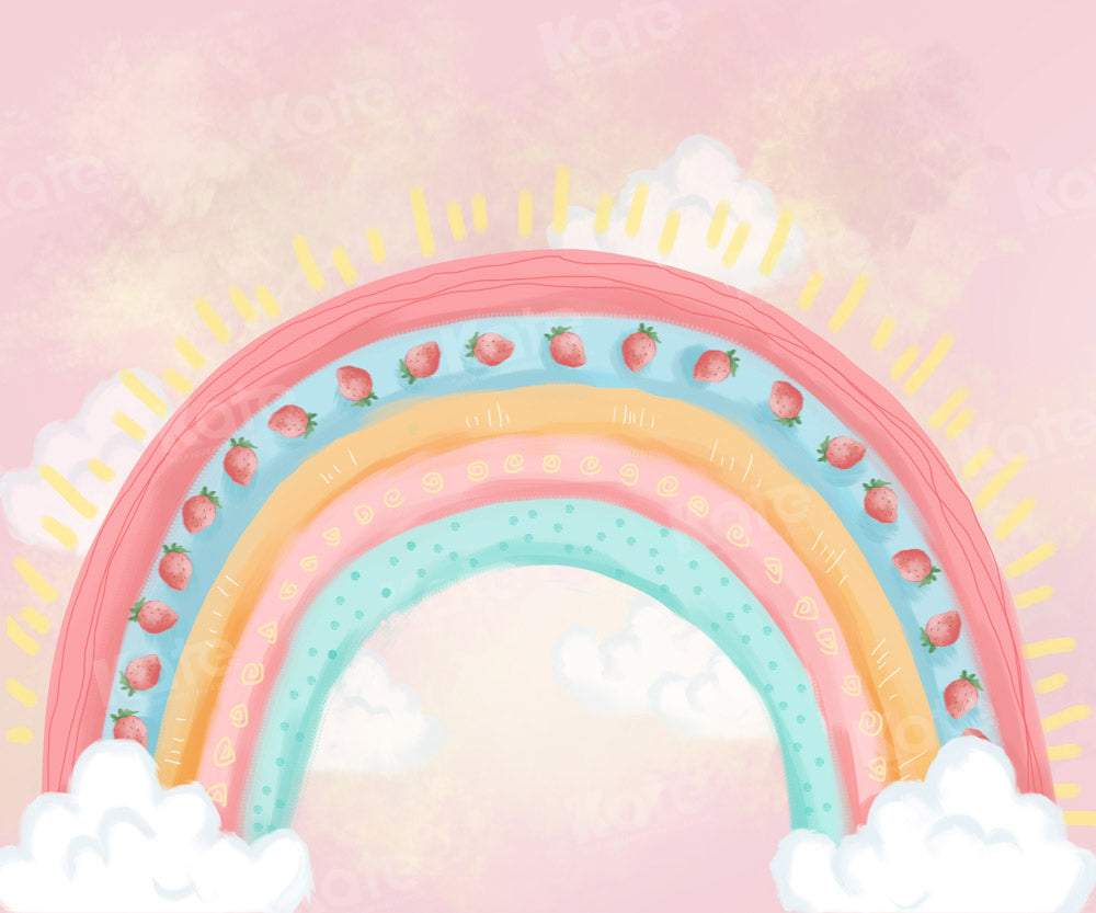 Kate Strawberry Rainbow Cake Smash Backdrop Designed by Chain Photography