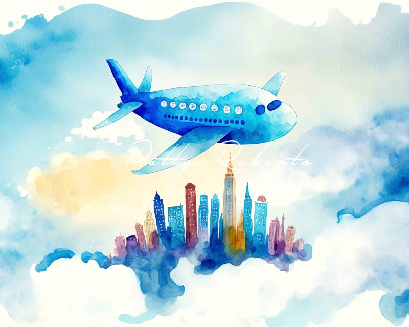 Ciudad del Avión Alto en el Cielo con Fondo Diseñado por Patty Robert