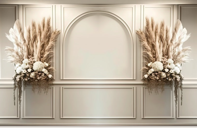 Kate Painted Cream Boho Wall Dried Flowers Backdrop Designed by Mini MakeBelieve