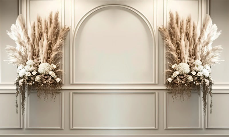 Kate Painted Cream Boho Wall Dried Flowers Backdrop Designed by Mini MakeBelieve