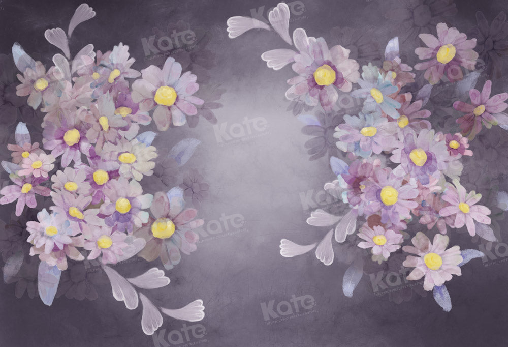 Kate Fine Art Purple Floral Printed Backdrop Designed by GQ