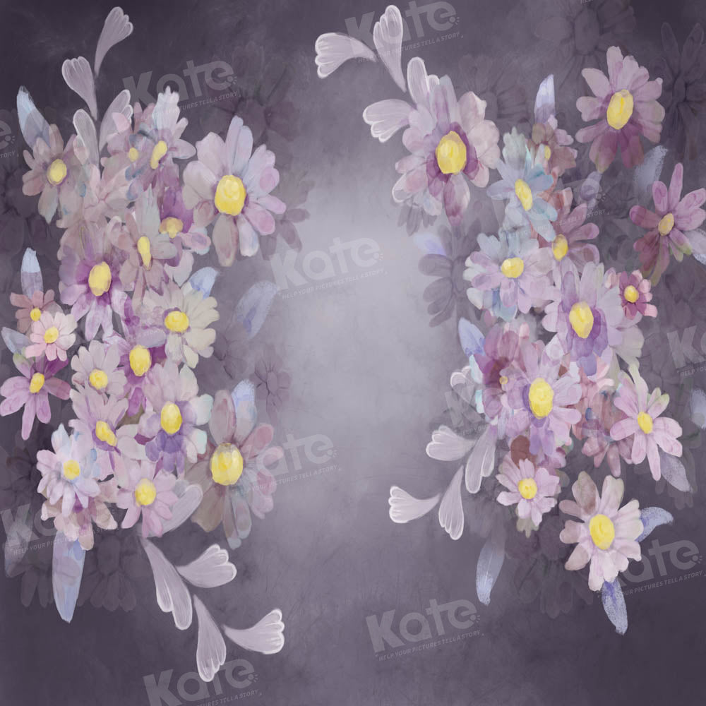 Kate Fine Art Purple Floral Printed Backdrop Designed by GQ