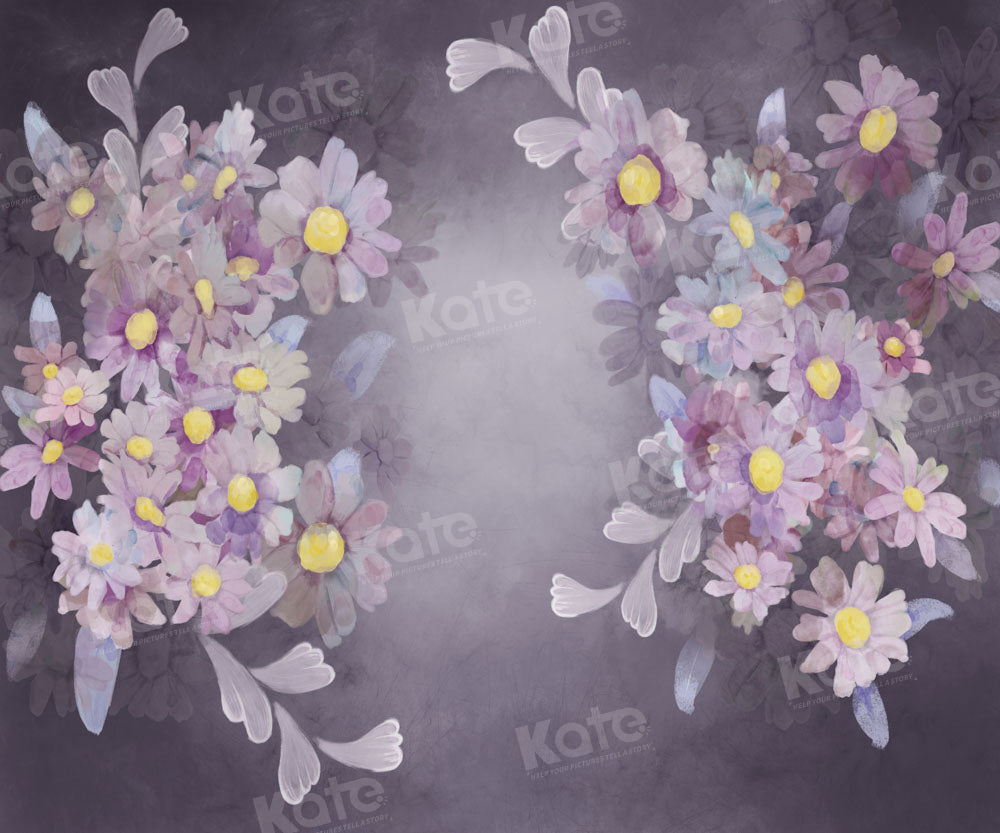 Kate Fine Art Purple Floral Printed Backdrop Designed by GQ