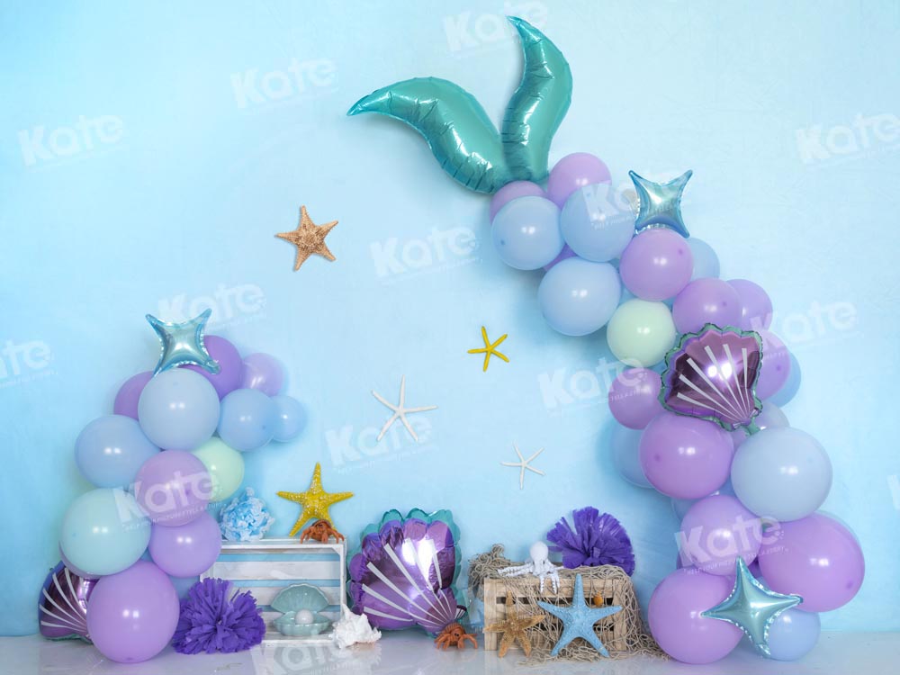 Kate Summer Mermaid Balloon Underwater Cake Smash Backdrop Designed by Emetselch