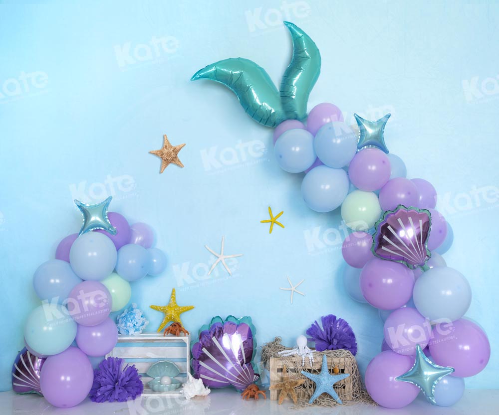 Kate Summer Mermaid Balloon Underwater Cake Smash Backdrop Designed by Emetselch