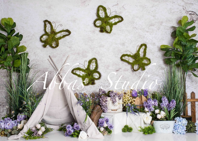 Kate Spring Floral Tent Butterfly Backdrop Designed by Abbas Studio