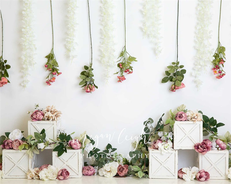 Kate Blush Boho Floral Boxes Backdrop Designed by Megan Leigh Photography