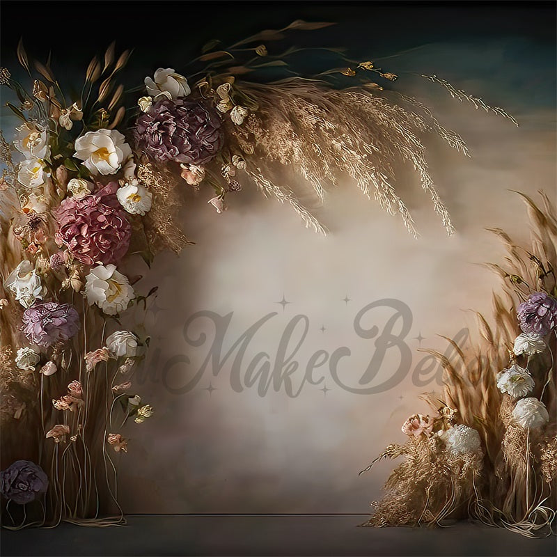Kate Painterly Fine Art Boho Dried Floral Set Backdrop Designed by Mini MakeBelieve
