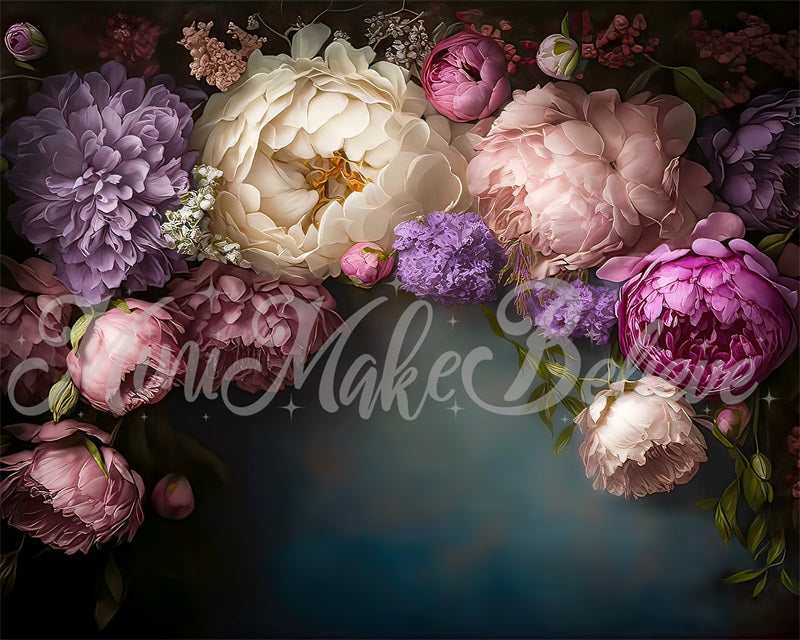 Kate Fine Art Dark Spring Flowers Backdrop Designed by Mini MakeBelieve