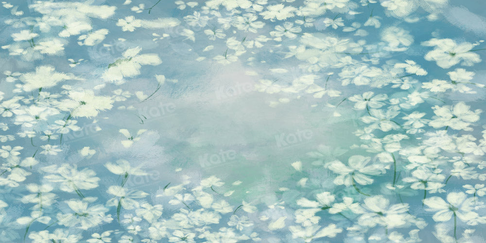 Kate Fine Art White Floral Green Backdrop Designed by GQ