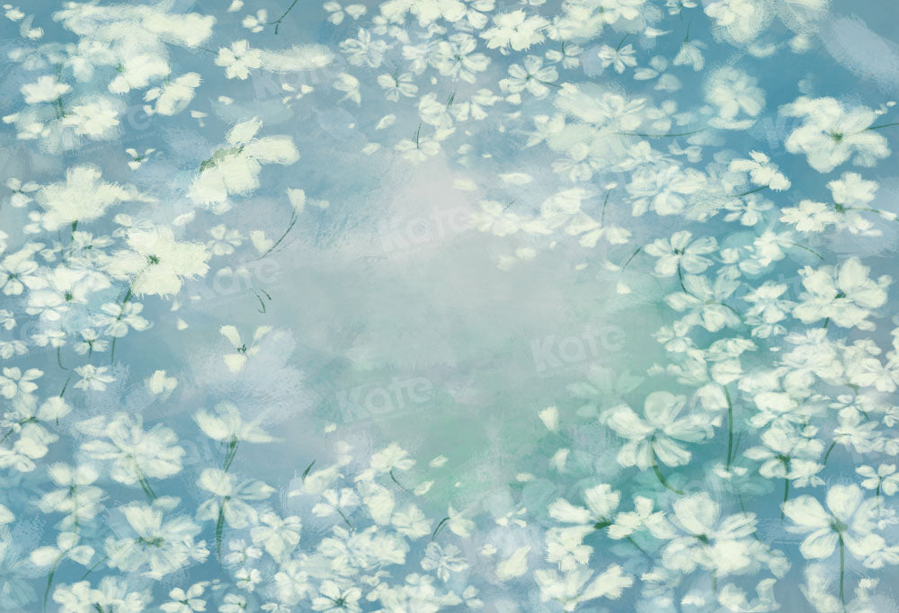 Kate Fine Art White Floral Green Backdrop Designed by GQ