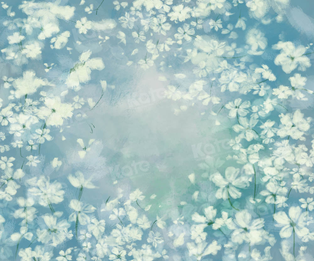 Kate Fine Art White Floral Green Backdrop Designed by GQ