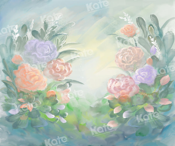 Kate Fine Art Painted Green Blooming Floral Backdrop Designed by GQ