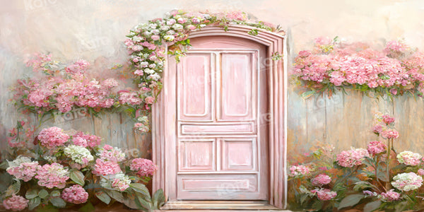 Kate Spring Soft Pink Floral Door Printed Backdrop Designed by Chain Photography