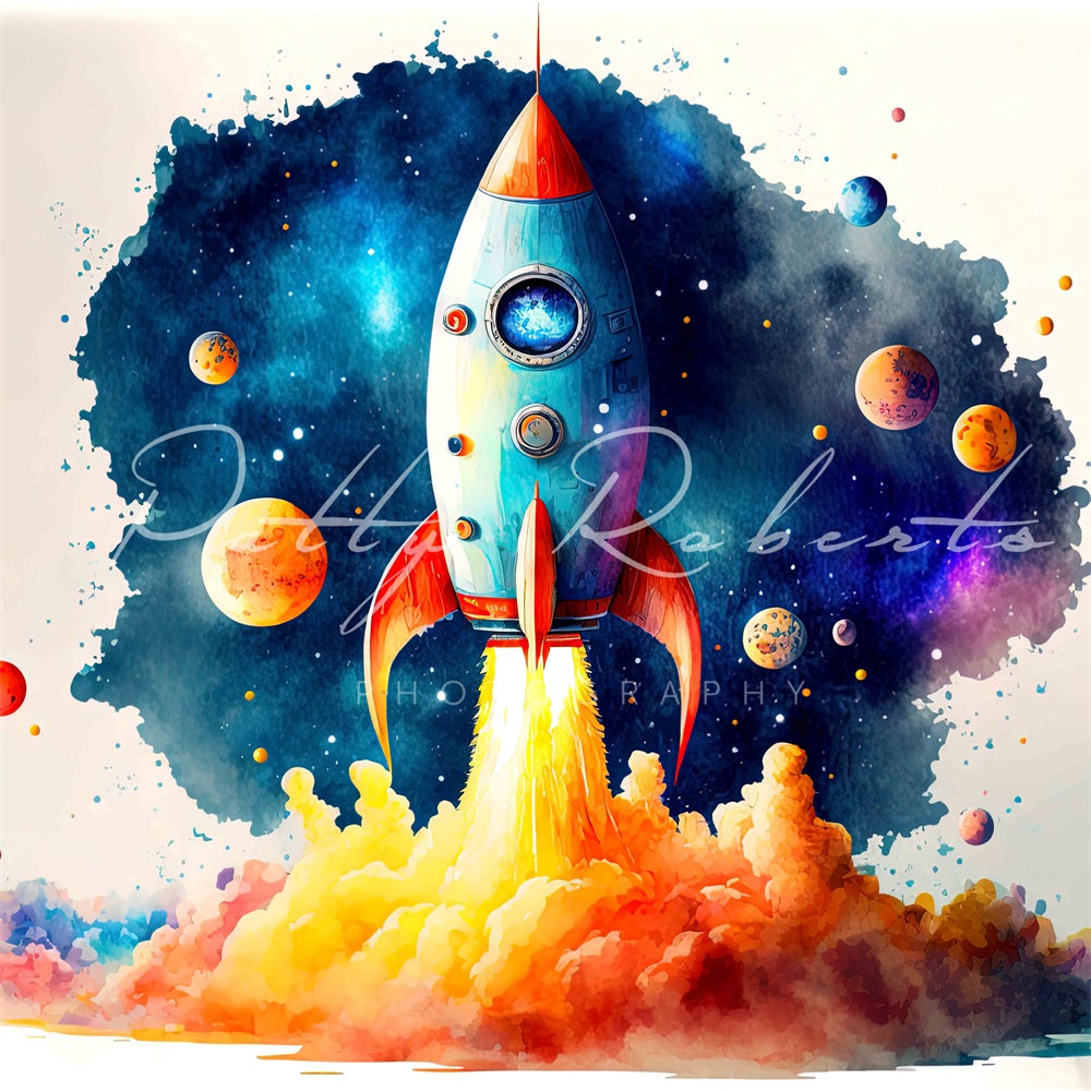 Kate Blast Off into the Unknown Boy Cake Smash Backdrop Designed by Patty Robert