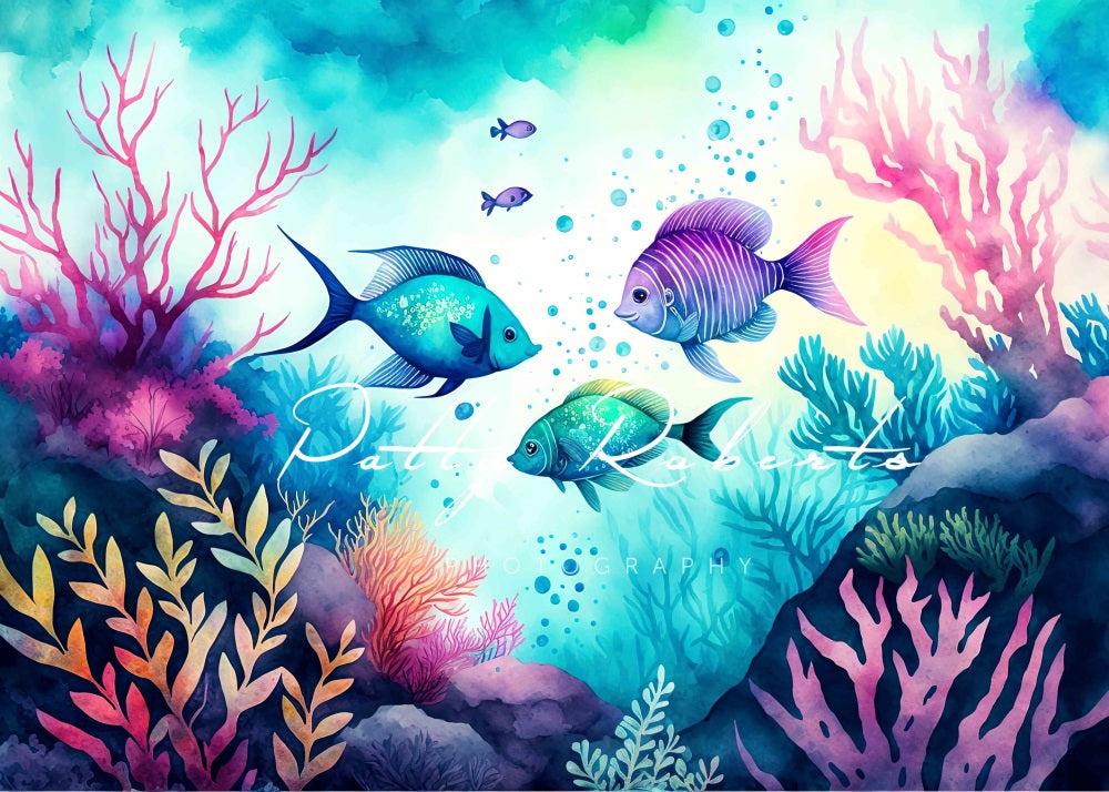 Magisch Zeekoninkrijk Zomer Onderwater Foto Achtergrond Ontworpen door Patty Robert