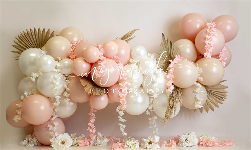 Peach Floral Garland Foto Achtergrond Ontworpen door Megan Leigh Photography